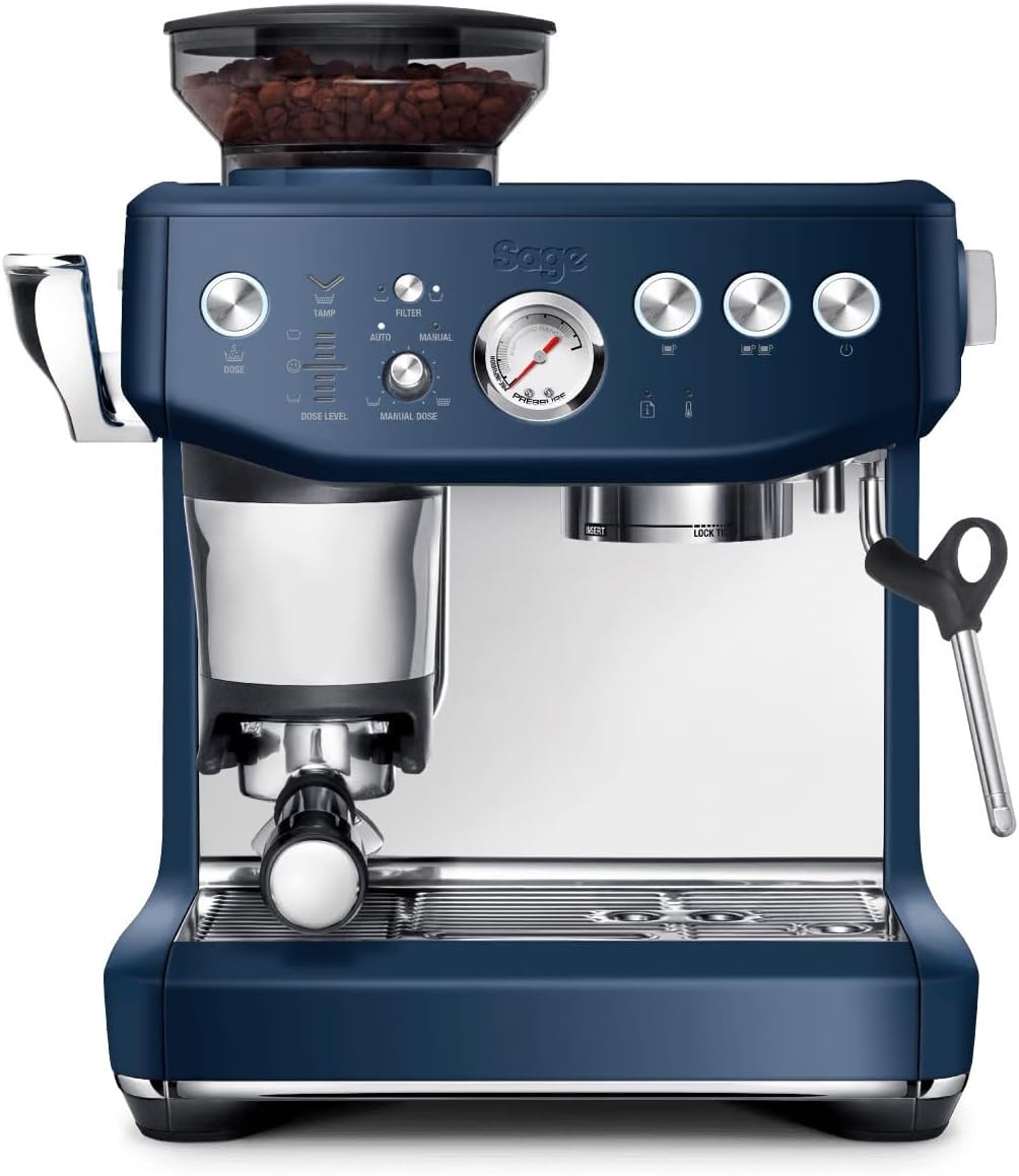 Sage - The Barista Express Impress - Kaffeemaschine mit manuellem Milchaufschäumer & integriertem Mahlwerk - Intelligente Dosierung, 25 Mahlgradeinstellungen - Zwetschgenblau