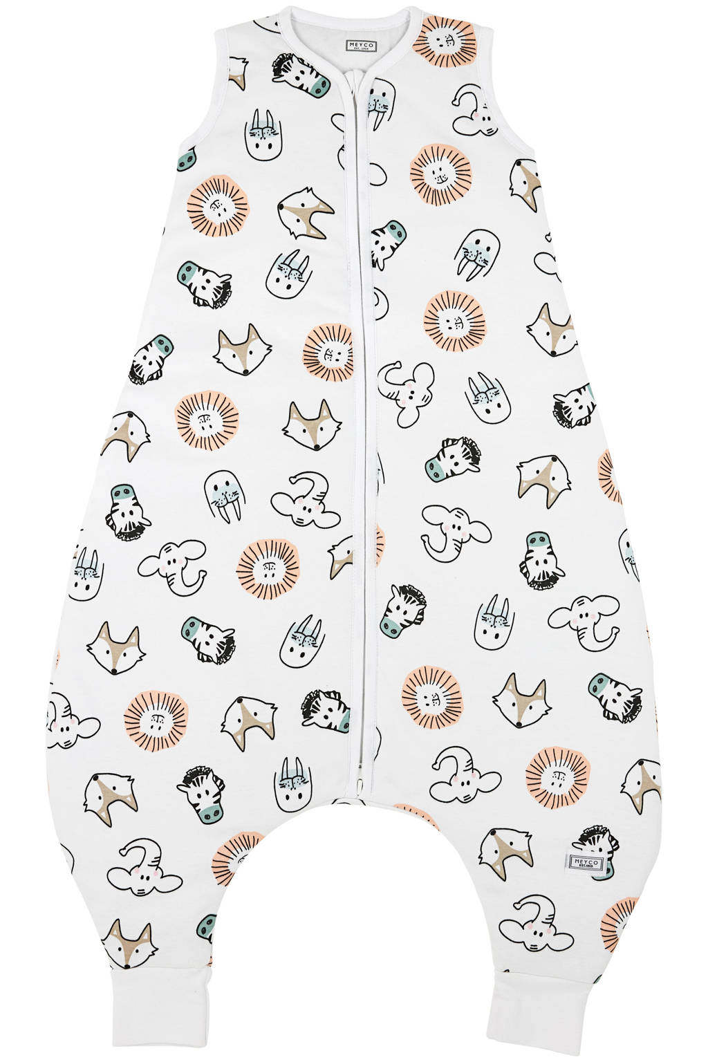 gevoerde baby slaapzak jumper Animal wit/bruin/zwart