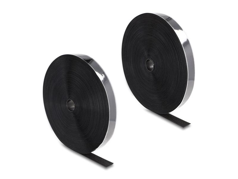 Delock Klettband 25m x 25mm Strapazierfähig Schwarz Delock Strapazierfähiges Klettband selbstklebend mit Haft- und Flauschband L 25 m x B 25 mm schwarz