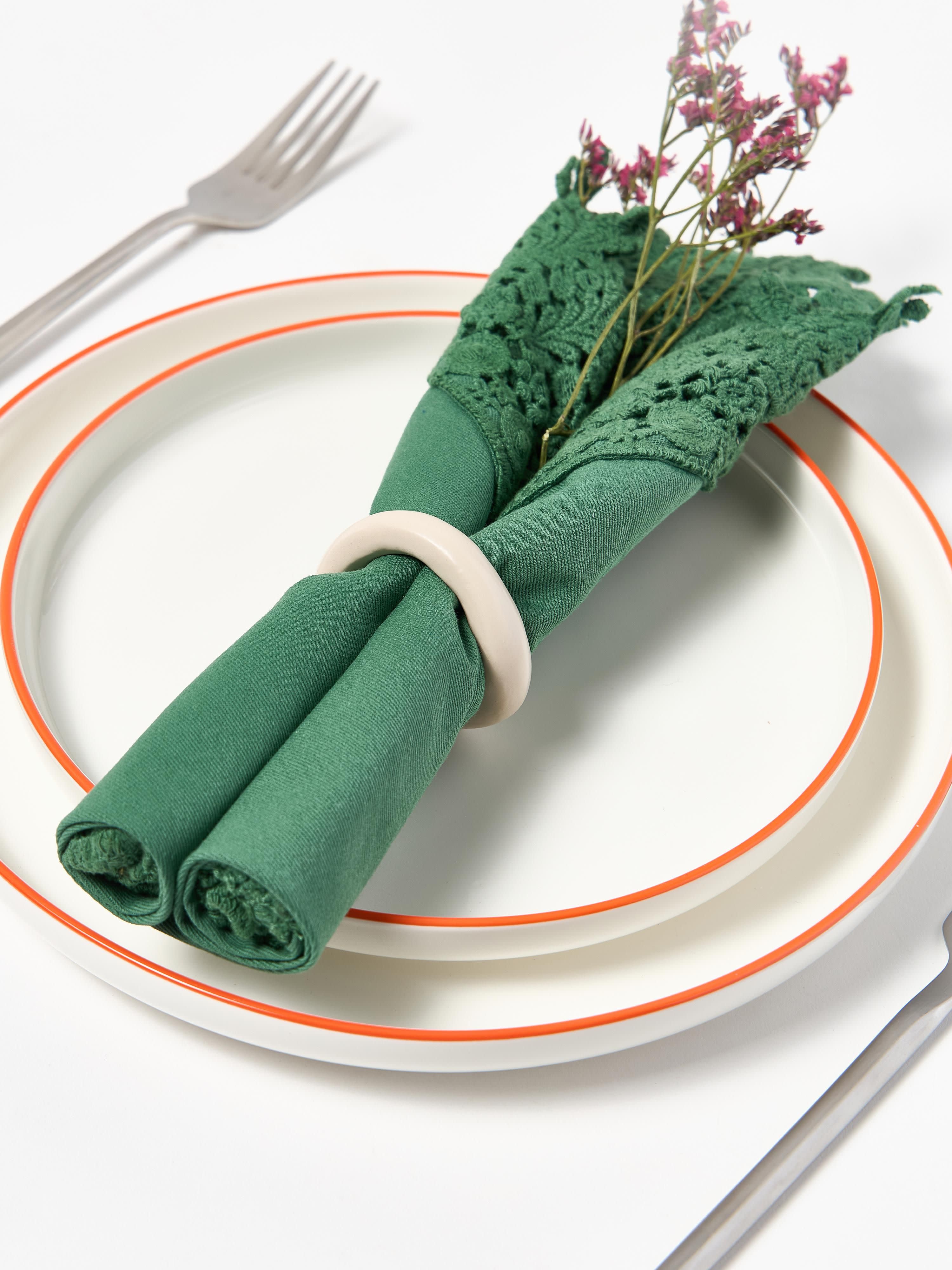 Stoffen servetten Flavia met kant, 4 stuks