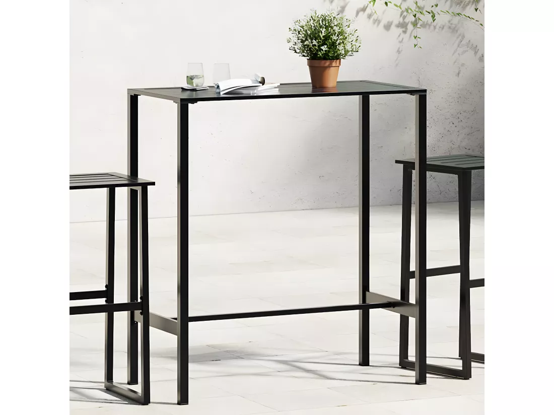 Prolenta Premium - Table de bar noir 100x50x110 cm acier enduit de poudre