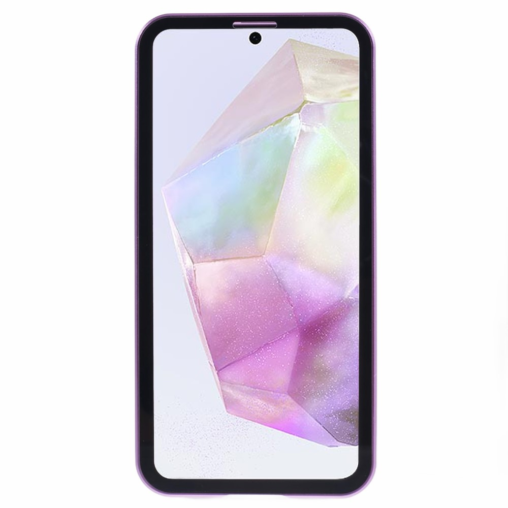 Samsung Galaxy A55 Magnetische Alu Schutzhülle mit Panzer Glas Backcover   Displayschutz (Magnet-Technologie) - Lila