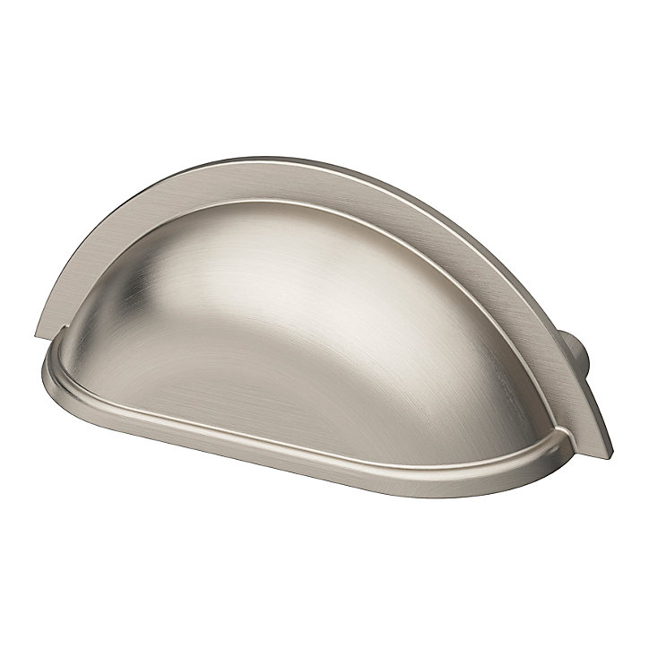 Poignée de meuble demi-ronde GoodHome Govlin effet nickel satin gris l.81mm x l.30mm x H. 30mm entraxe 64mm