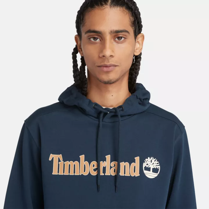 Sweat à capuche et logo linéaire pour homme en bleu marine