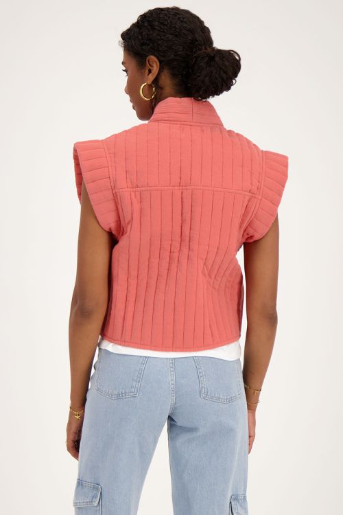 Koraal-roze gilet met strikje