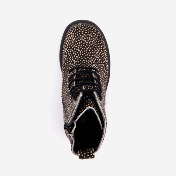Groot leren meisjes veterboots met stippenprint