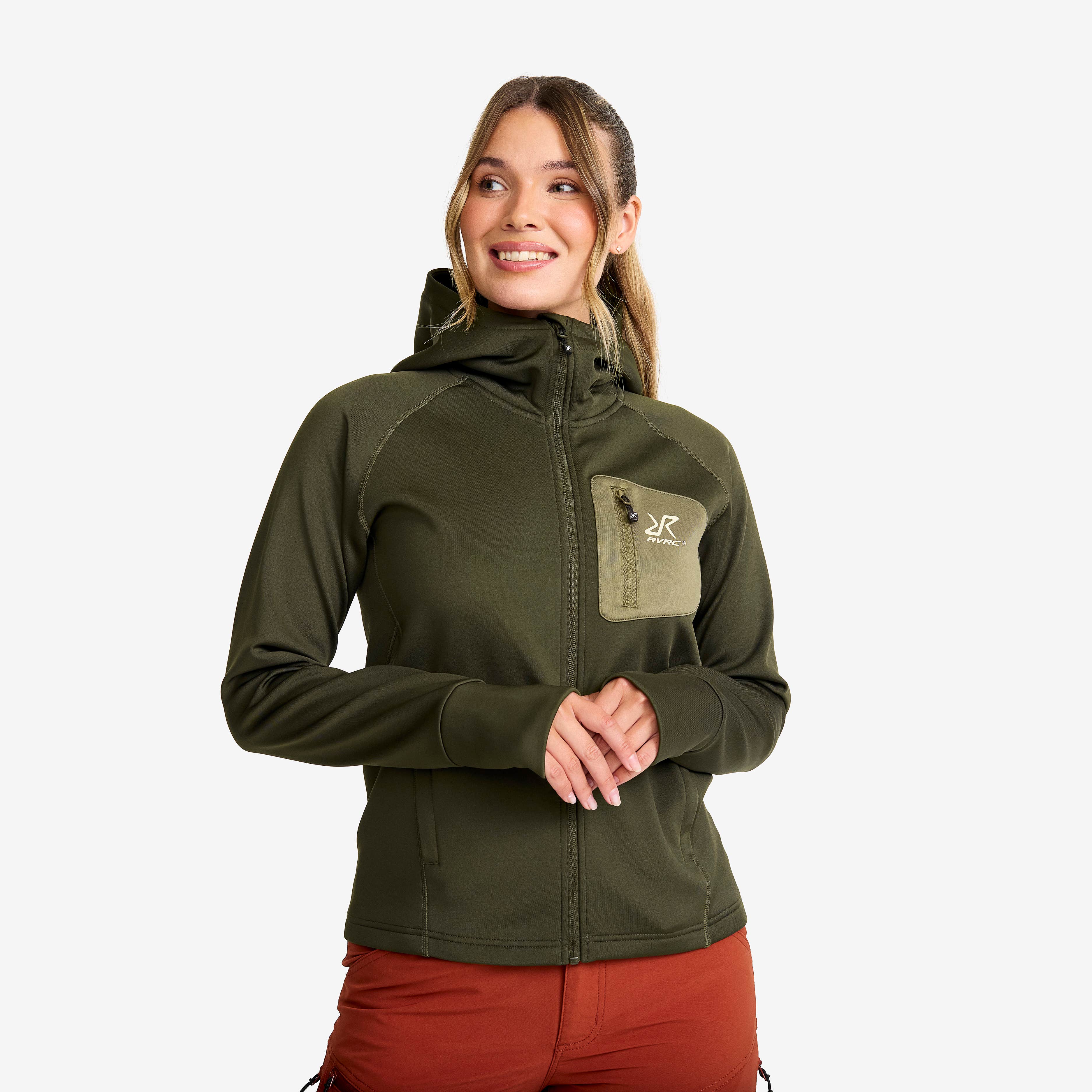 Evolution Stretch Fleece Hoodie Dame Forest Night