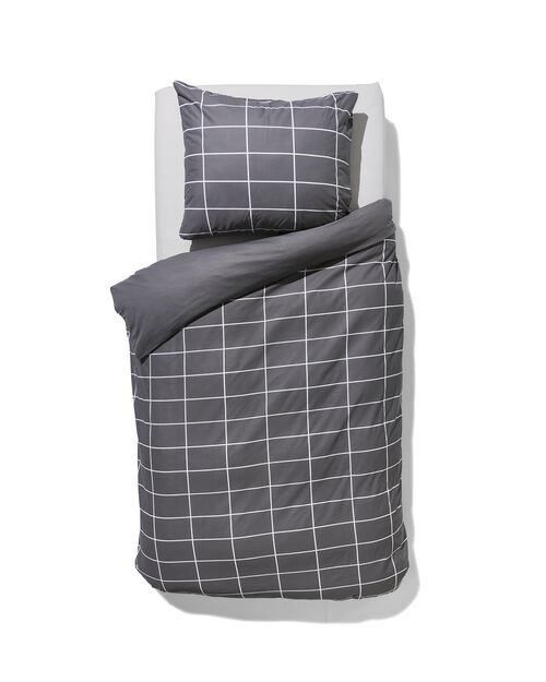 housse de couette polycoton 140x200 carreaux gris