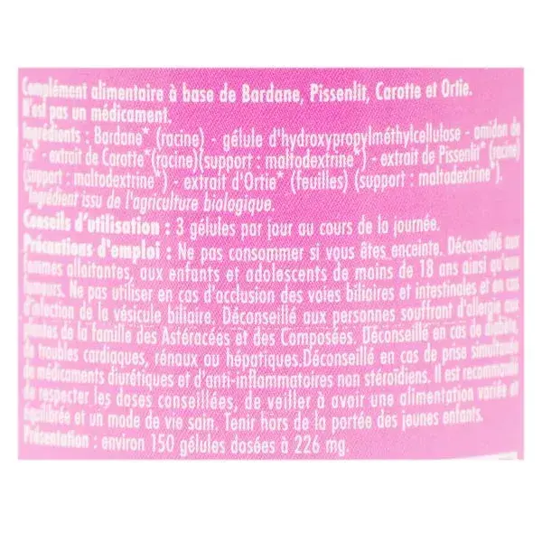 Superdiet Quatuor Bardane Beauté de la Peau Bio 150 gélules