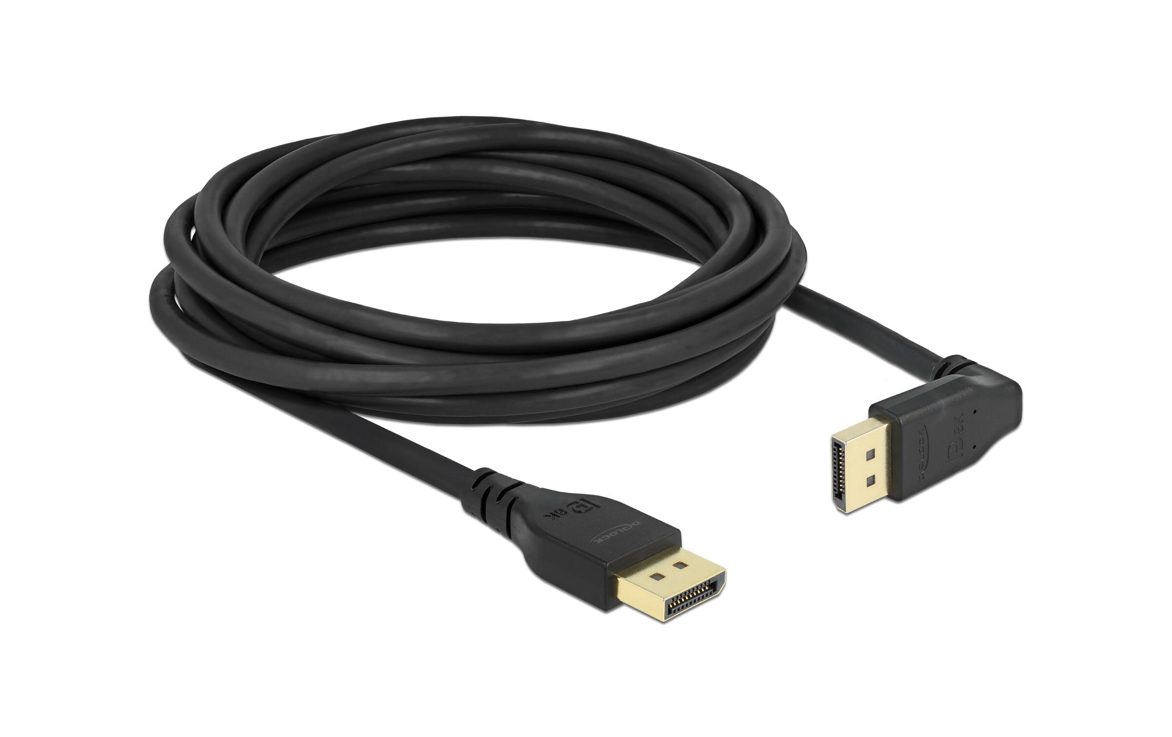 Kabel Oben gewinkelt DisplayPort - DisplayPort, 5 m, 4K 60HzDelock DisplayPort 1.2 Kabel Stecker gerade zu Stecker 90° oben gewinkelt 4K 60 Hz 5 m ohne Einrastfunktion