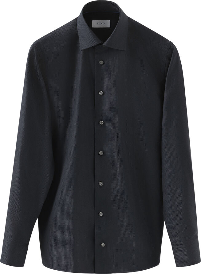 ETON Slim Fit Black King Twill Oxford Shirt Sort