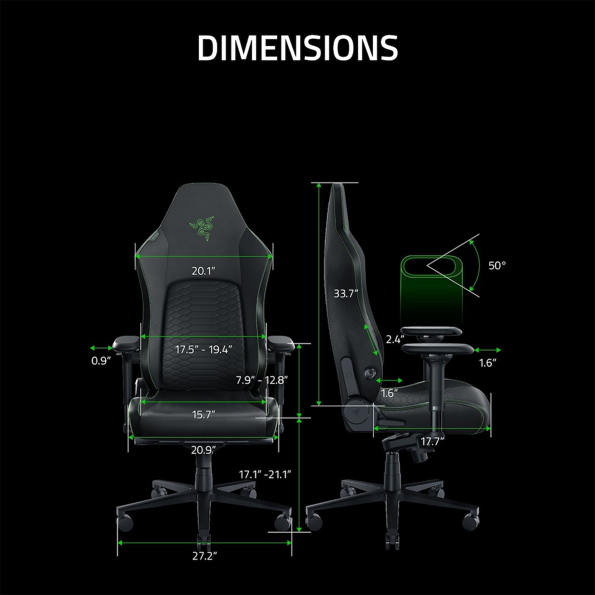 Razer Iskur V2 gamingstol (grønn)