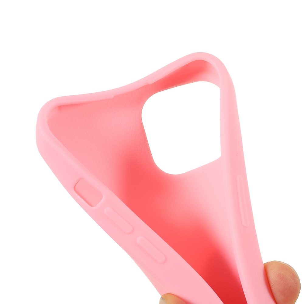 iPhone 13 Necklace Gummi Case Hülle   Handykette (150cm) - Rosa / Silber