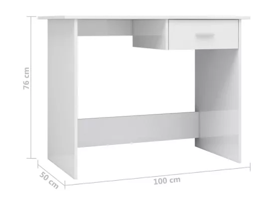 Bureau Blanc brillant 100x50x76 cm Bois d’ingénierie