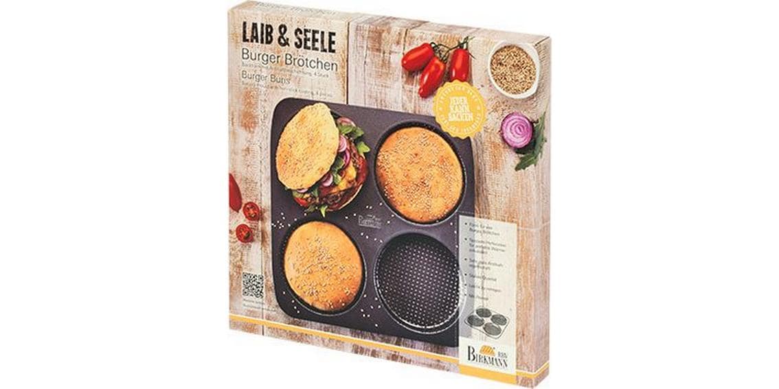 RBV Birkmann Brot-Backform Burger 4 Mulden Burger Brötchenblech