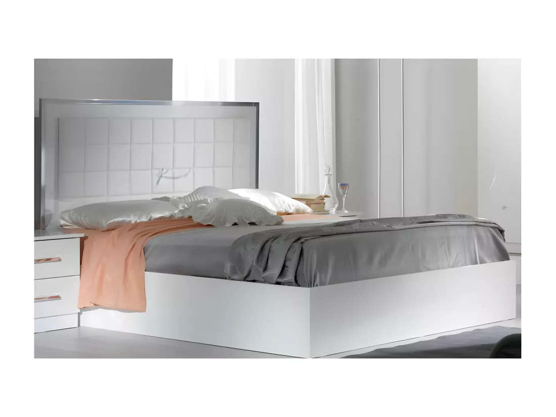 Chambre Complète 160x200 Laqué Blanc Brillant - AREZZO