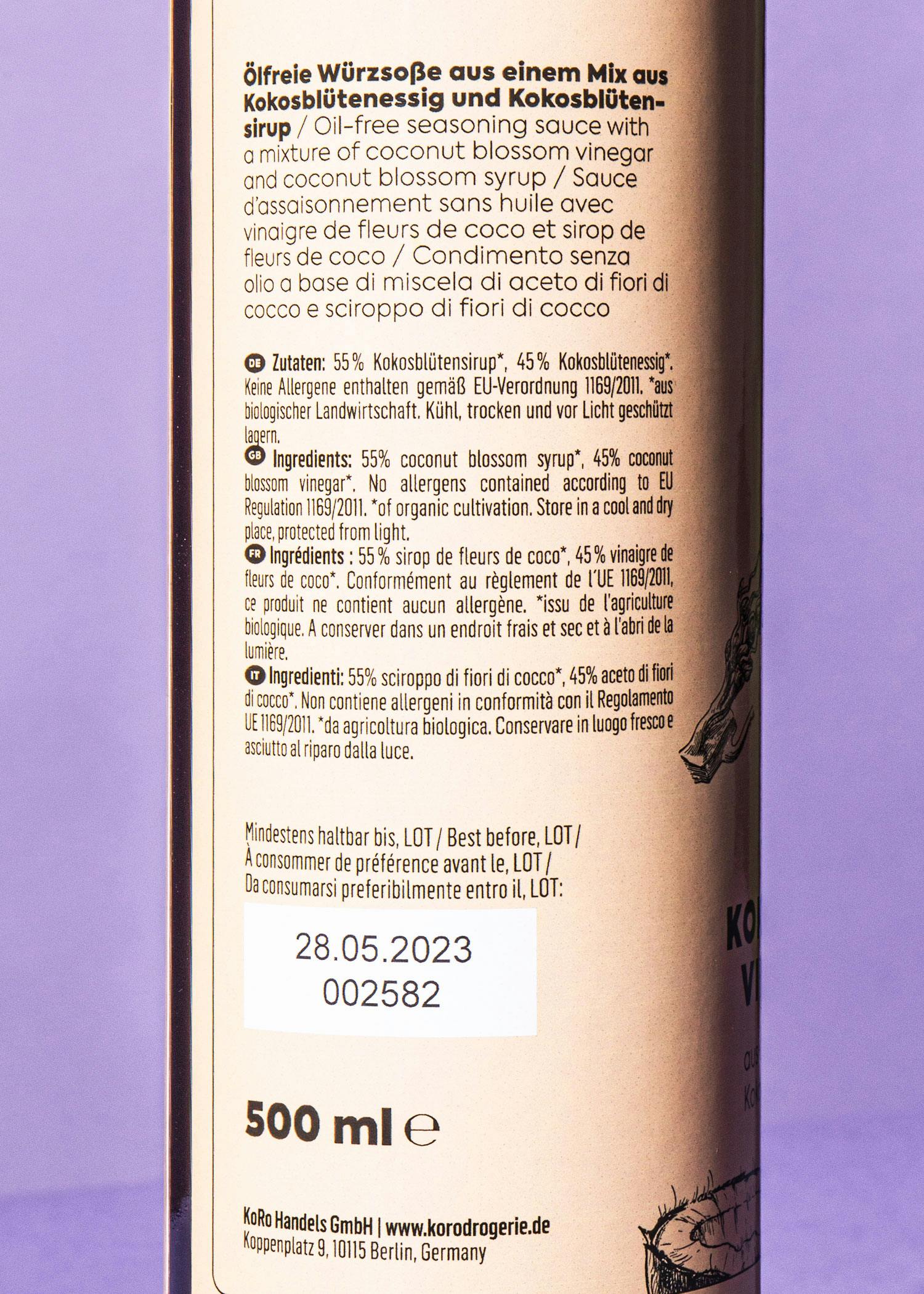 Bio Kokosblüten Vinaigrette 500 ml