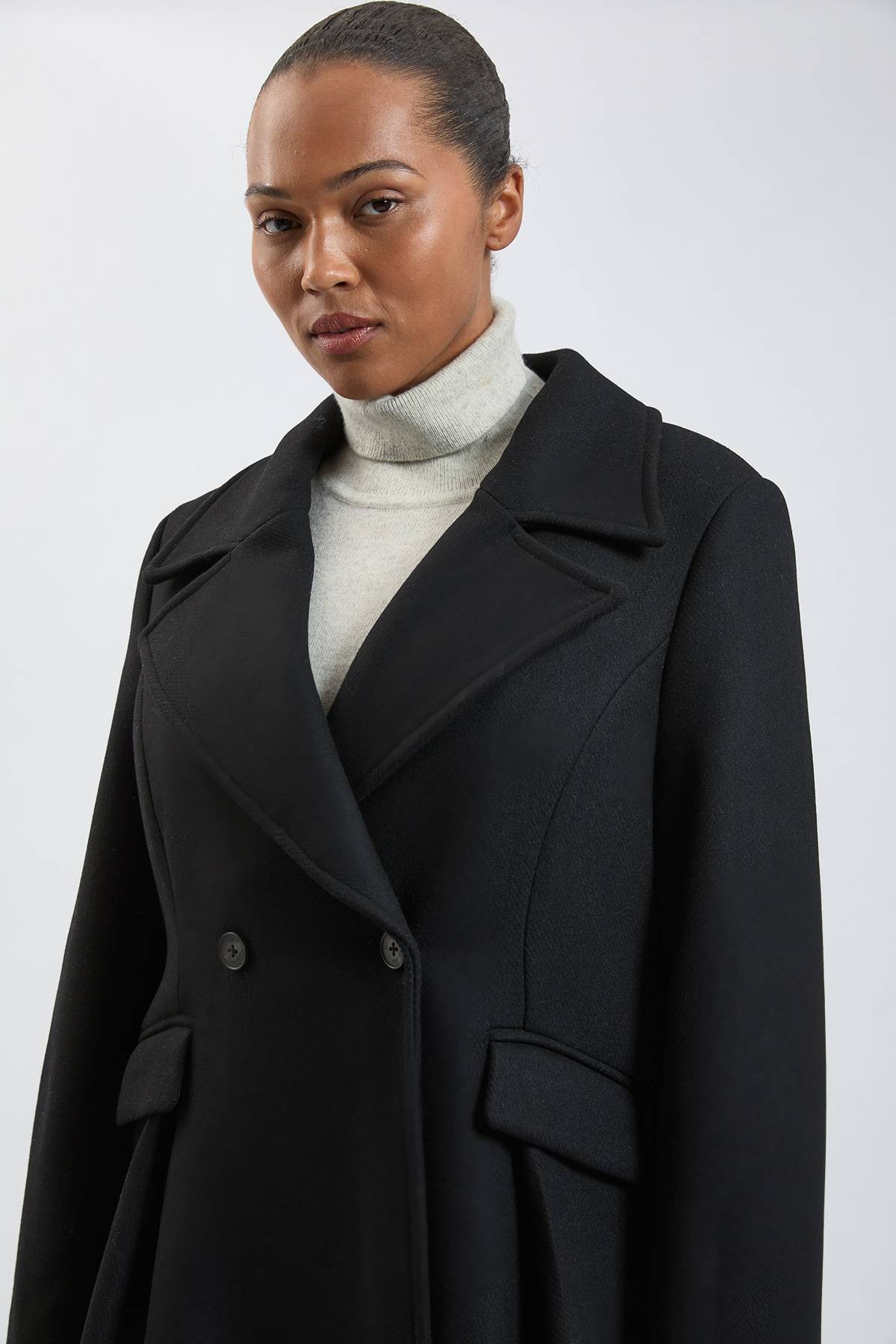 KarenMillen Manteau Évasé Mi-long Grande Taille En Laine Avec Jupe Structurée