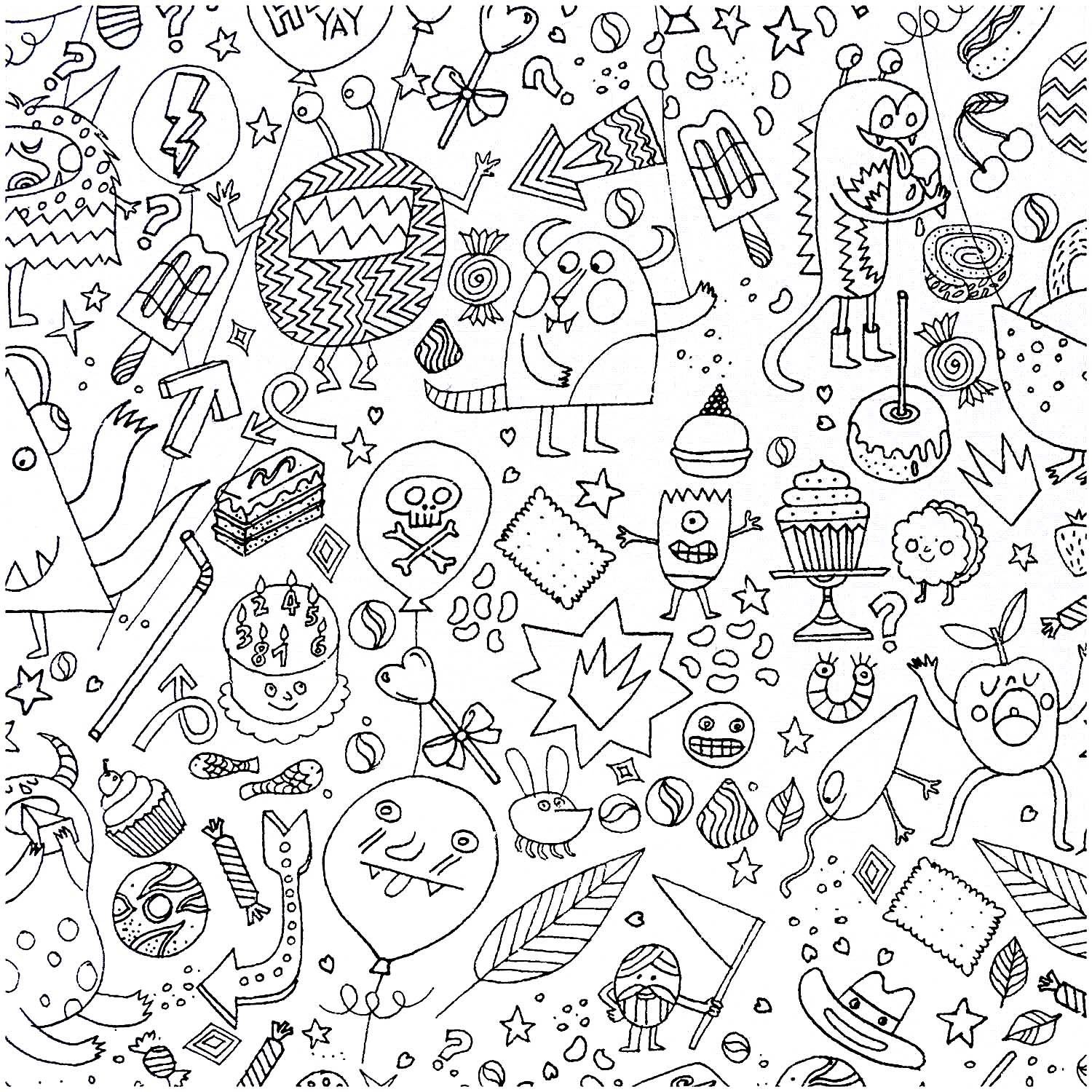 Baumwoll-Stoff COLOURING ACTIVITY (140x50) zum Ausmalen