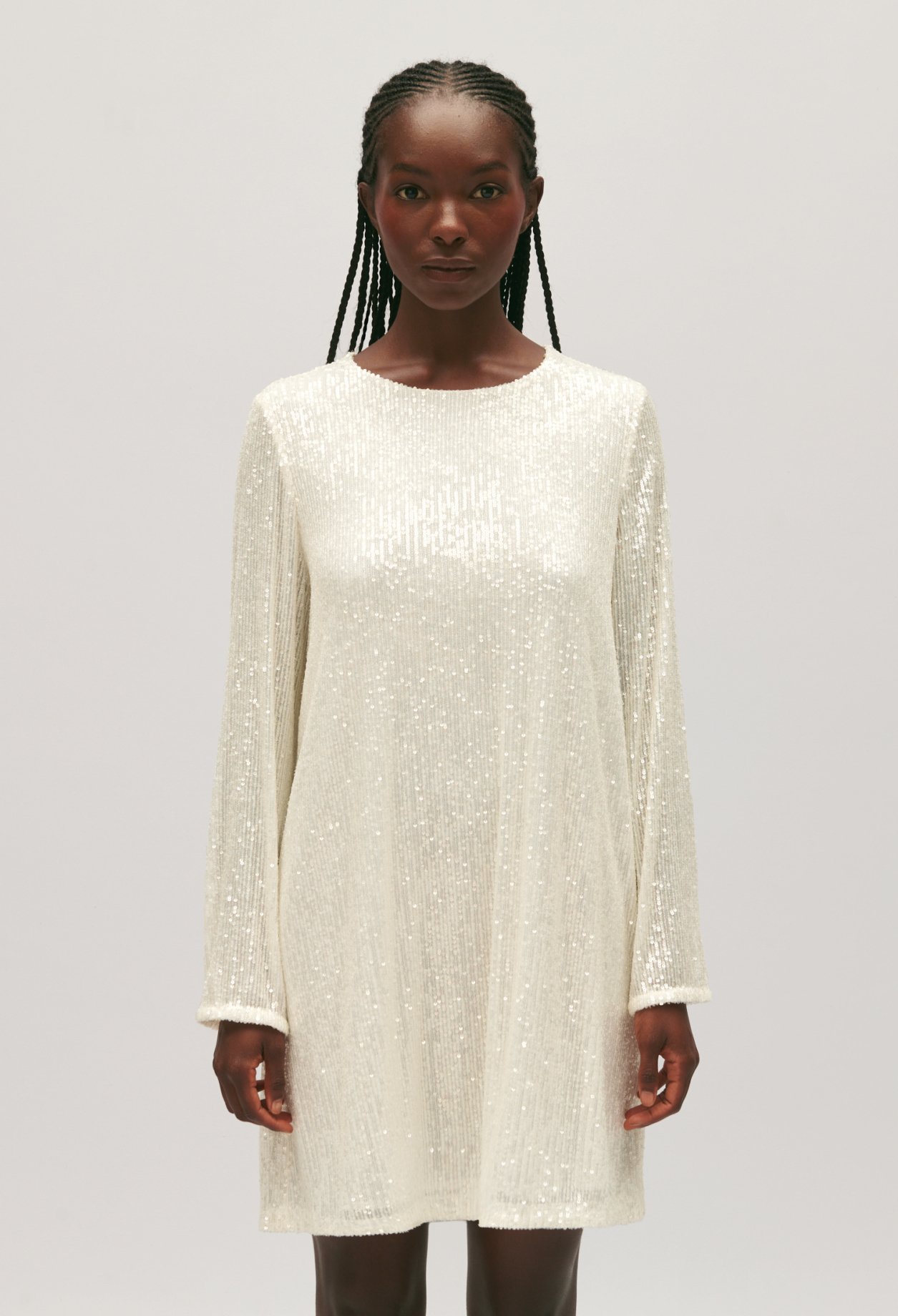 Robe courte Rififi sequins ecrue
