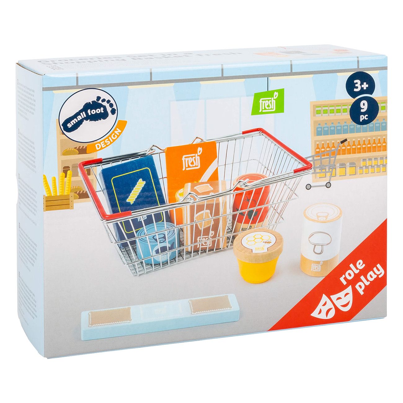 Smallfoot Lebensmittel-Set im Einkaufskorb 11443 Spiellebensmittel