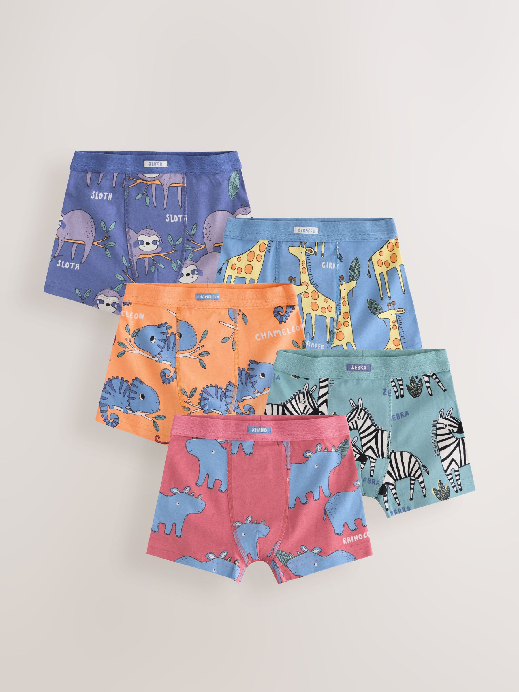 Safaridieren - Set van 5 boxershorts met zachte tailleband (1,5-16 jr)