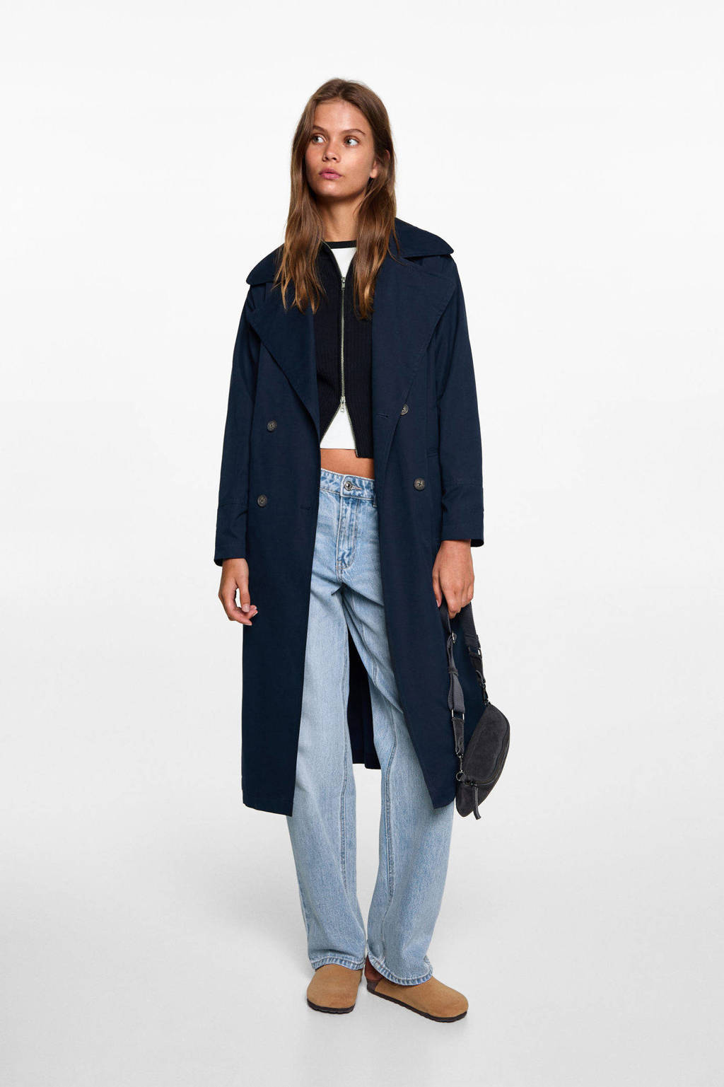 MANGO TEEN vest marine rib gebreid