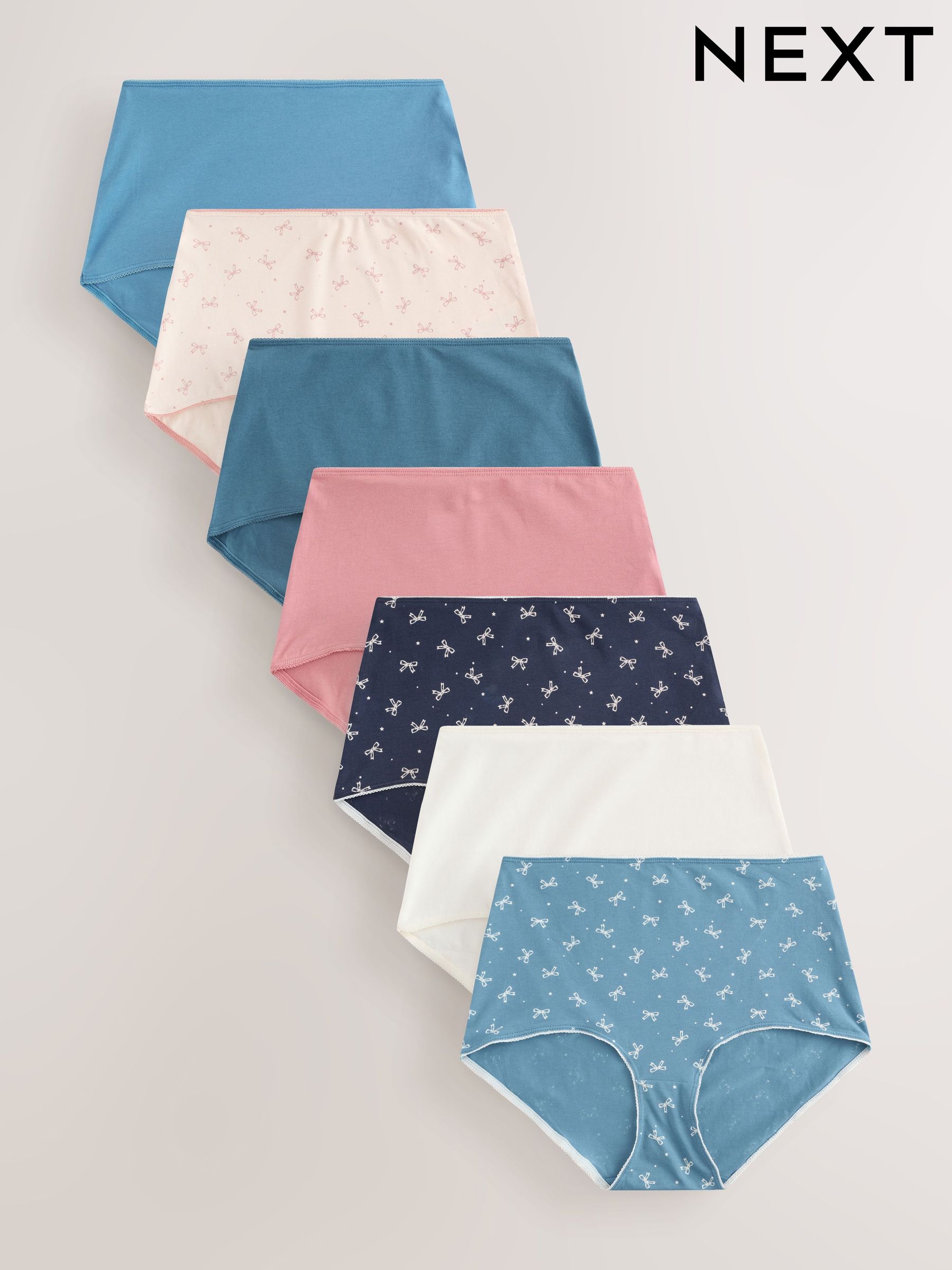 Blue Bows - Set van 7 slips met hoog katoengehalte