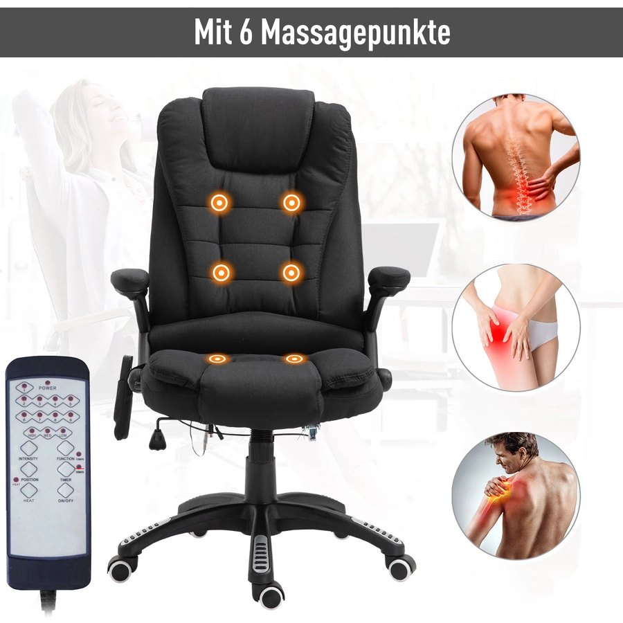 Vinsetto Bürostuhl mit Massage- und Wärmefunktion schwarz