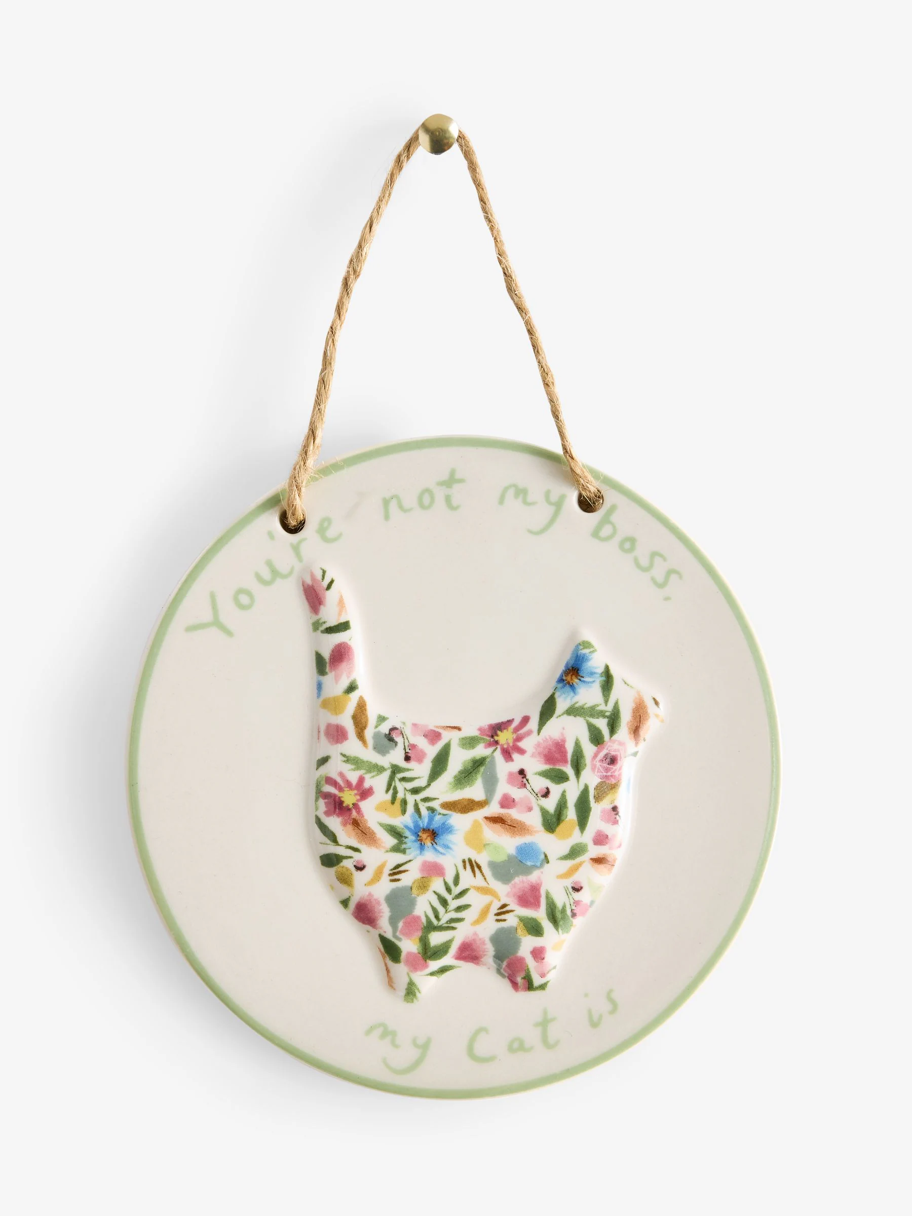 Ceramic Floral Cat Person Hanging Decoration