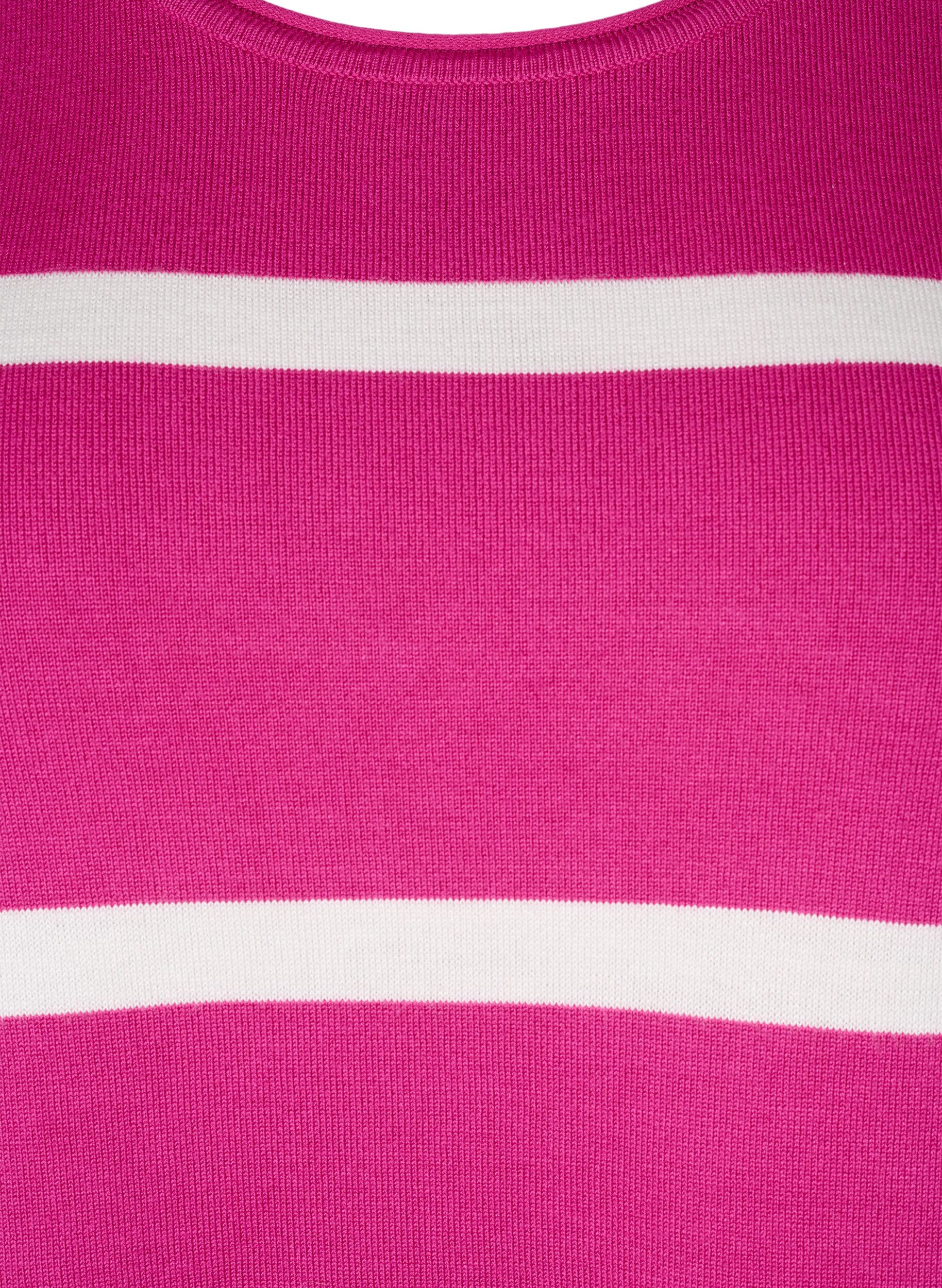 Strikket viskosebluse med striber