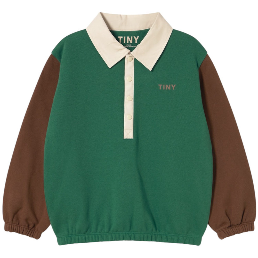 Køb TinyCottons Dark Green Farve Block Polo Sleeve T-Shirt