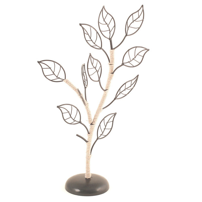 Porte bijoux arbre noir en métal et sisal Noir