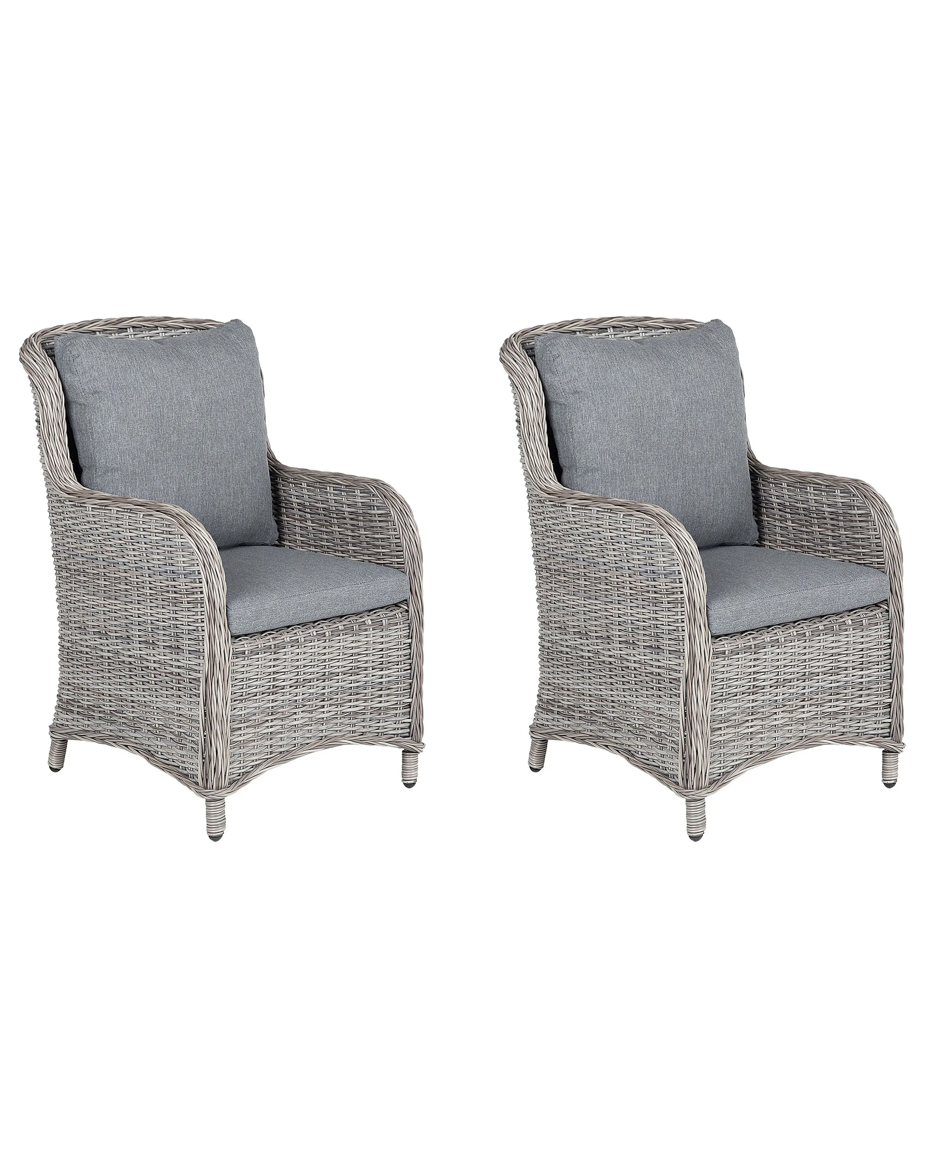 Set van 2 stoelen met zitkussen CASCAIS PE rotan Grijs