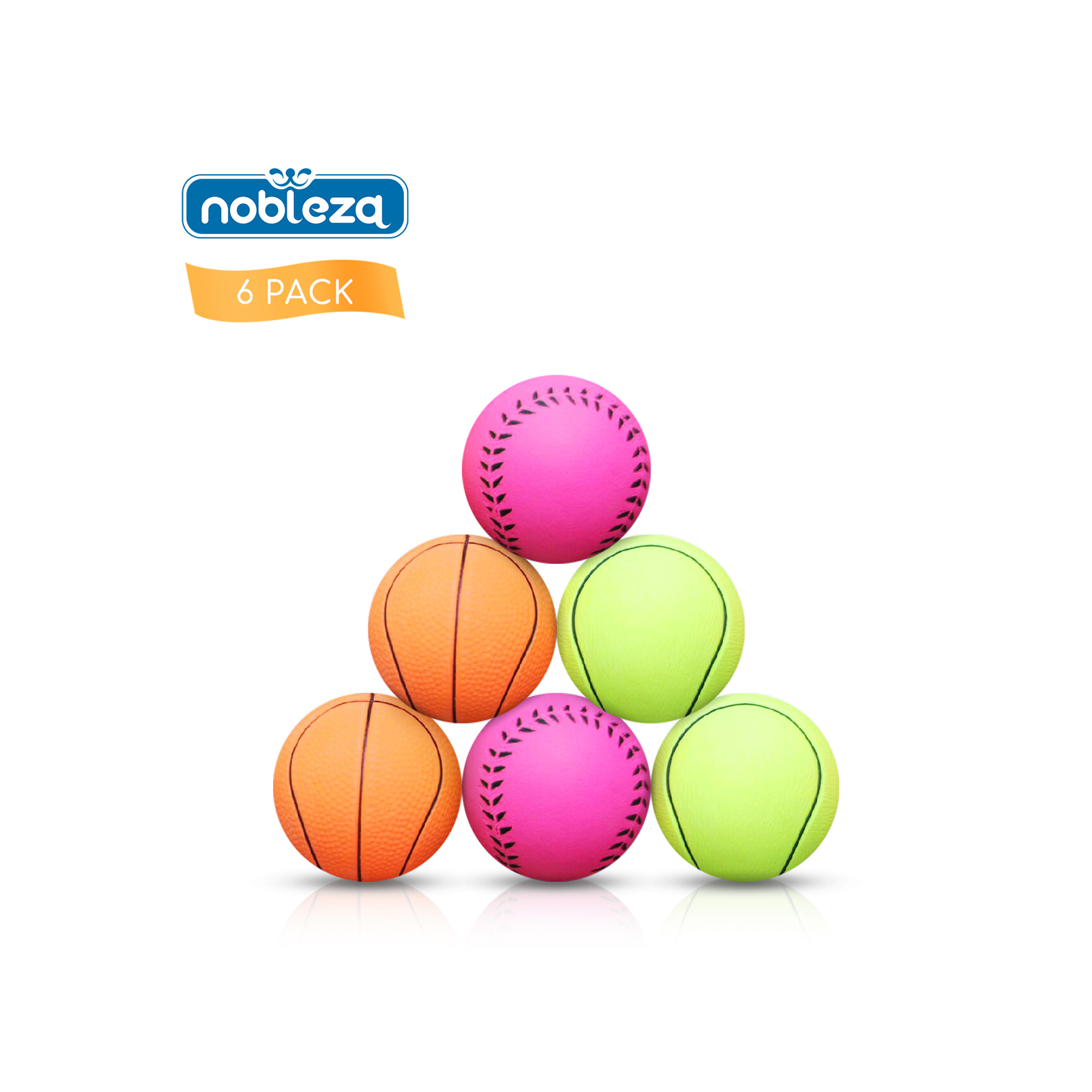 Bola para Cães Nobleza, Pacote com 6 Bolas Interativas para Cães, Bola de Borracha Natural Durável para Cães, Bola Interativa para Cães de Pequeno, Médio e Grande Porte, 7,2cm