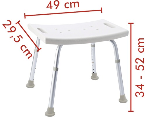 RIDDER Sam badkamerkruk, in hoogte verstelbaar van 34-52 cm, wit