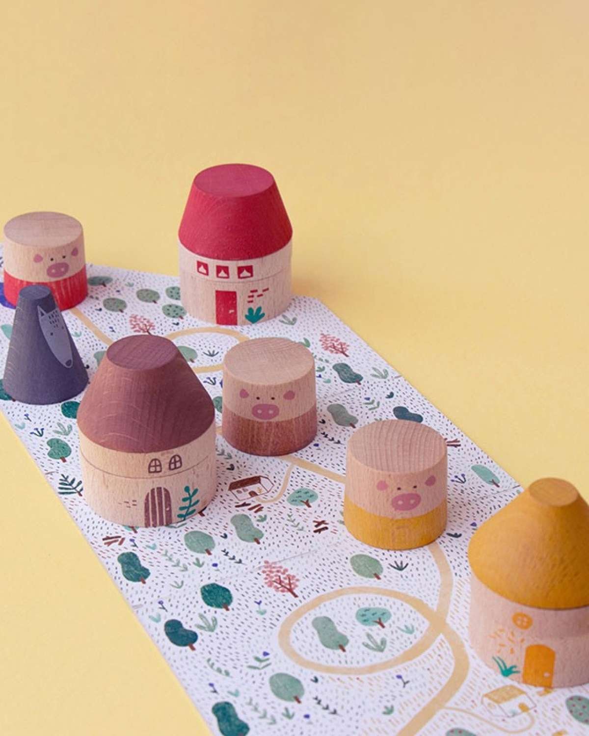 Treklosser “De tre Små Grisene” – Stableleke og Byggesett Barn 2år+ | My Three Little Pigs