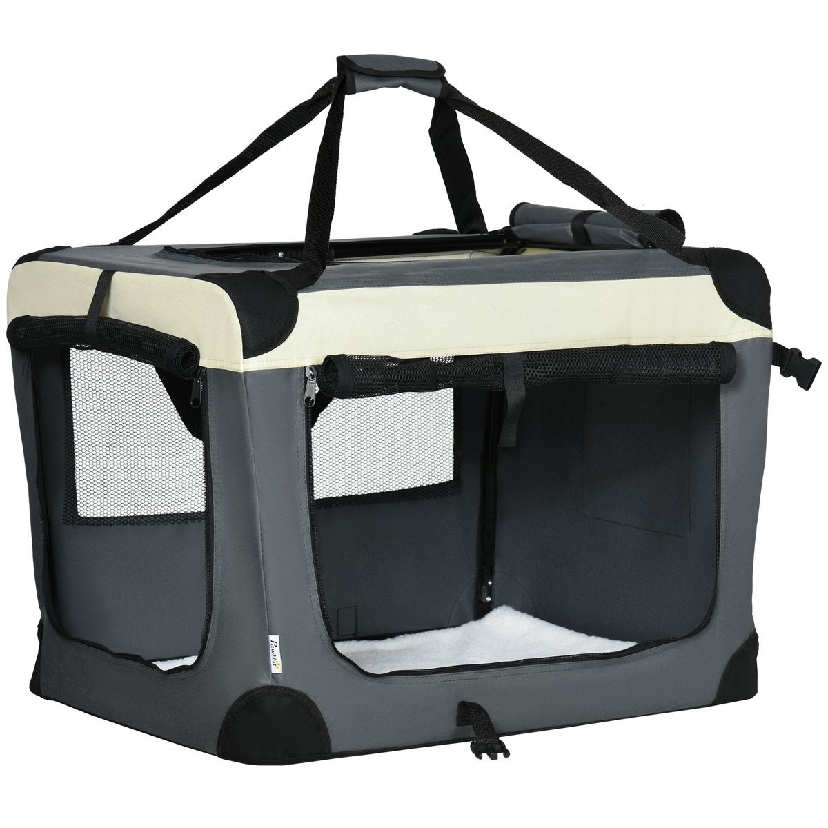 PawHut draagtas, 70L x 51B x 50H cm, staal, Oxford-stof, mesh (100% polyester), grijs