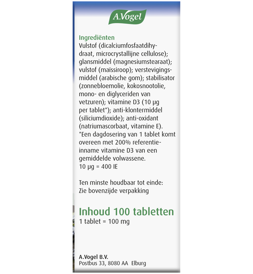 A.Vogel Vitamine D3 10ug (100 tabletten)