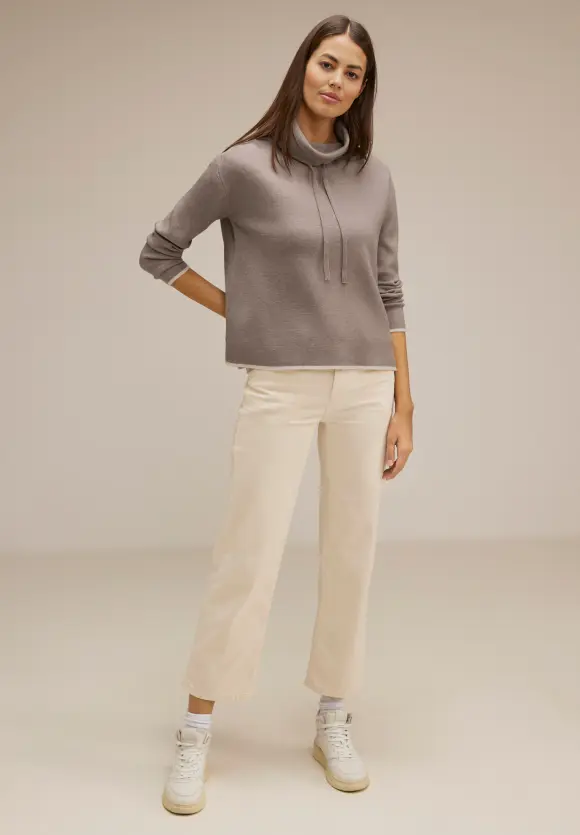 Pullover mit Tunnelzugband - whisper mocca melange