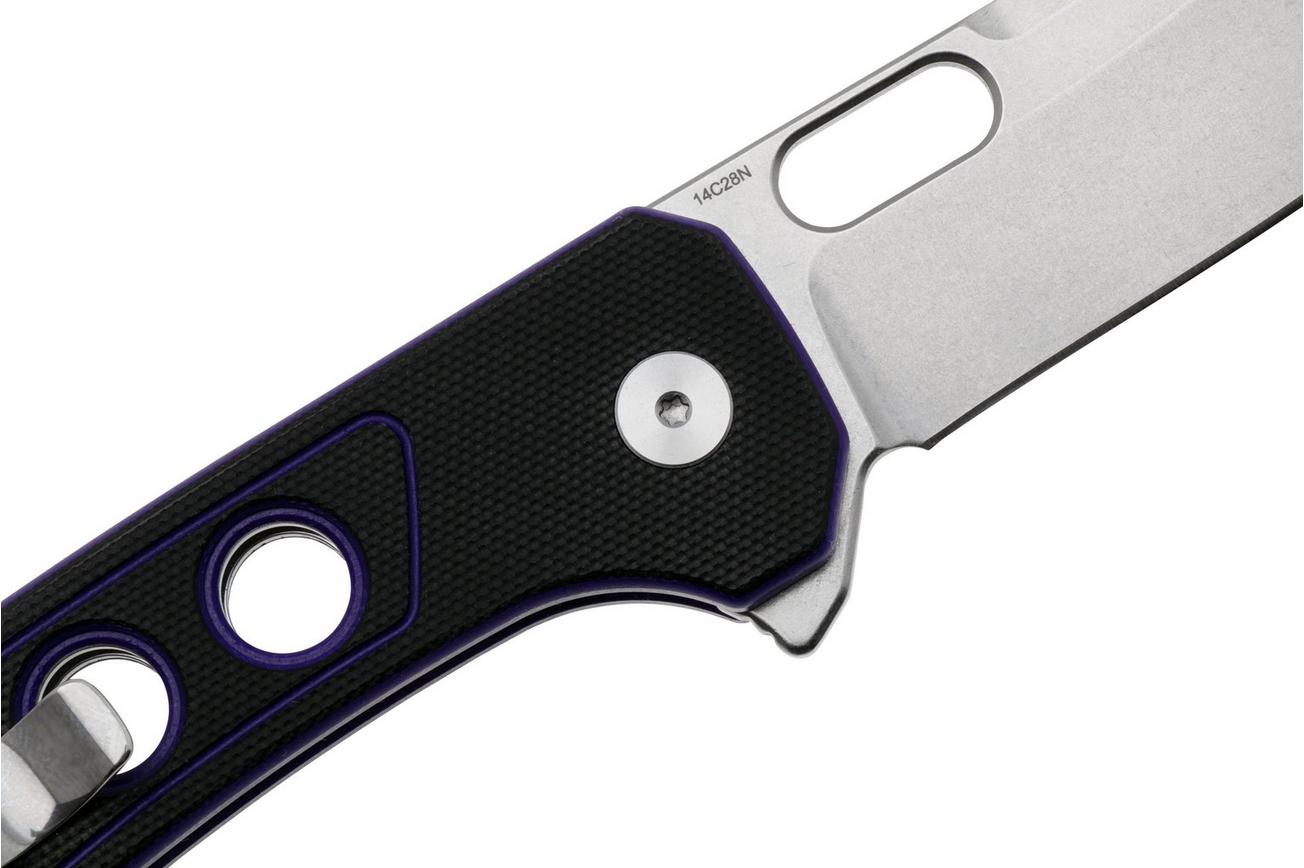 QSP Knife Unicorn QS156-B1 Stonewashed Black Purple G10, zakmes