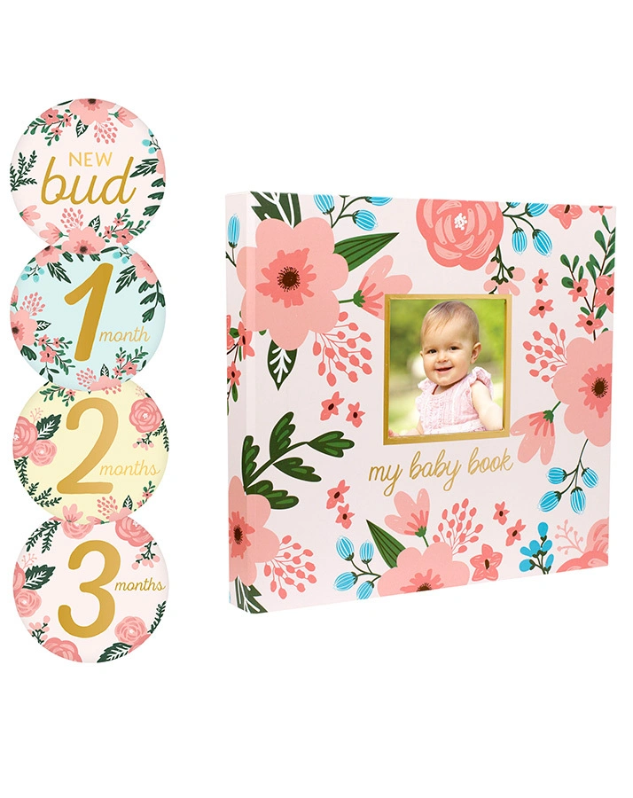 Baby Tagebuch FLORAL (deutsch) in rosa/bunt