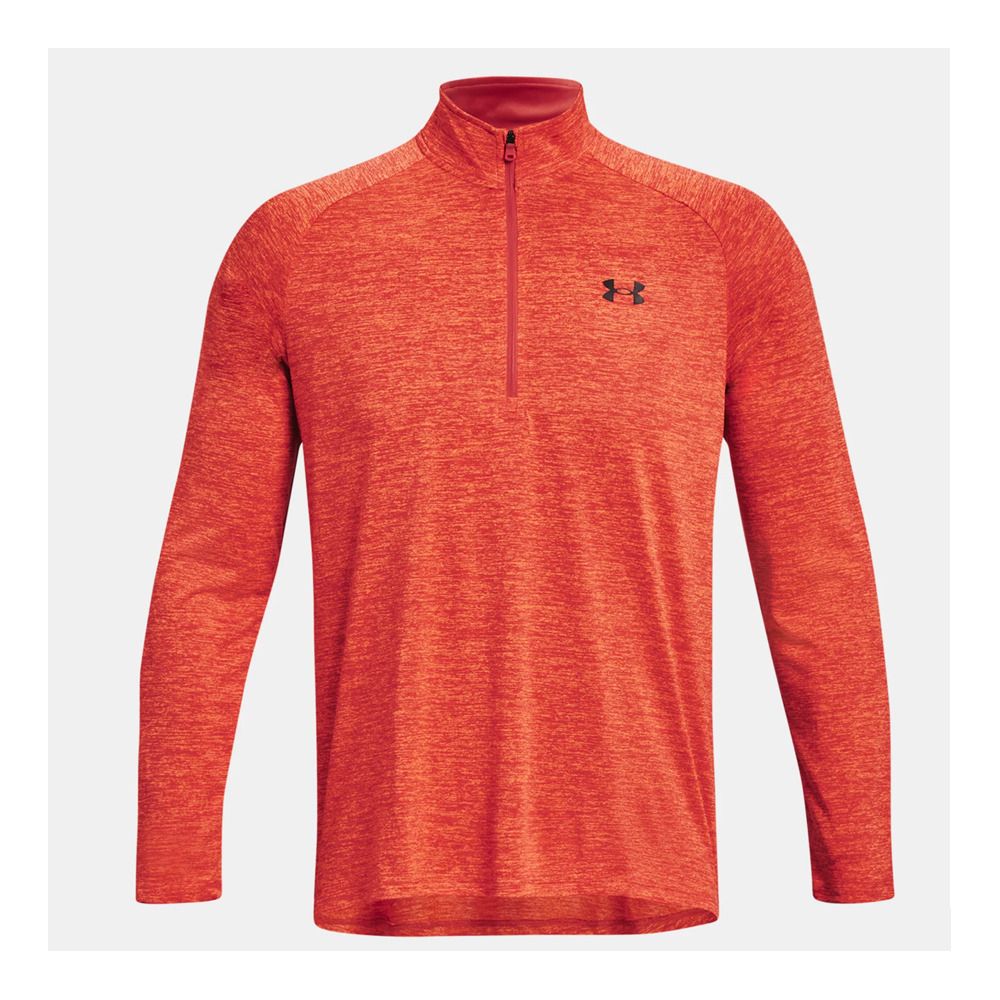 Under Armour UA TECH 2.0 1/2 ZIP - Maillot Homme after burn/orange blast/black