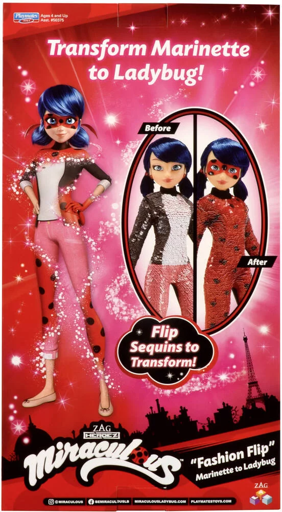 POUPÉE A SEQUINS  MIRACULOUS - MARINETTE 26 CM
