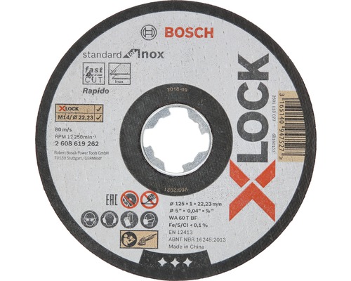 Snijschijf Ø 125x22,23x1 mm Standaard voor roestvrij staal, X-LOCK opname