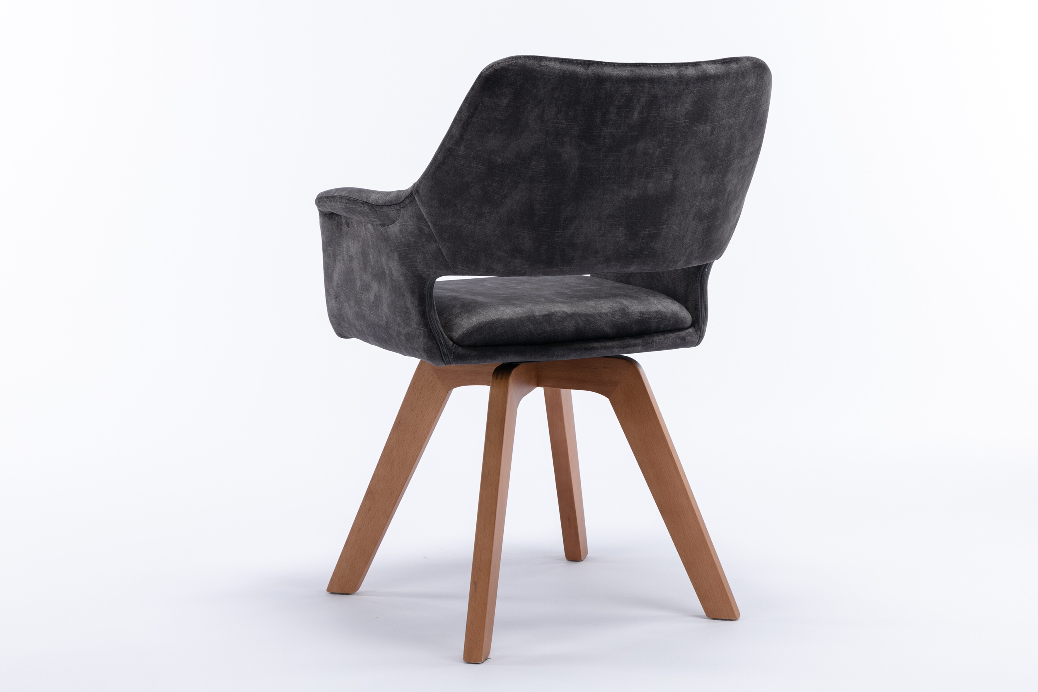 byLIVING Esszimmerstuhl KLARA, 2-er Set, Samt anthrazit, Gestell Eiche-Optik