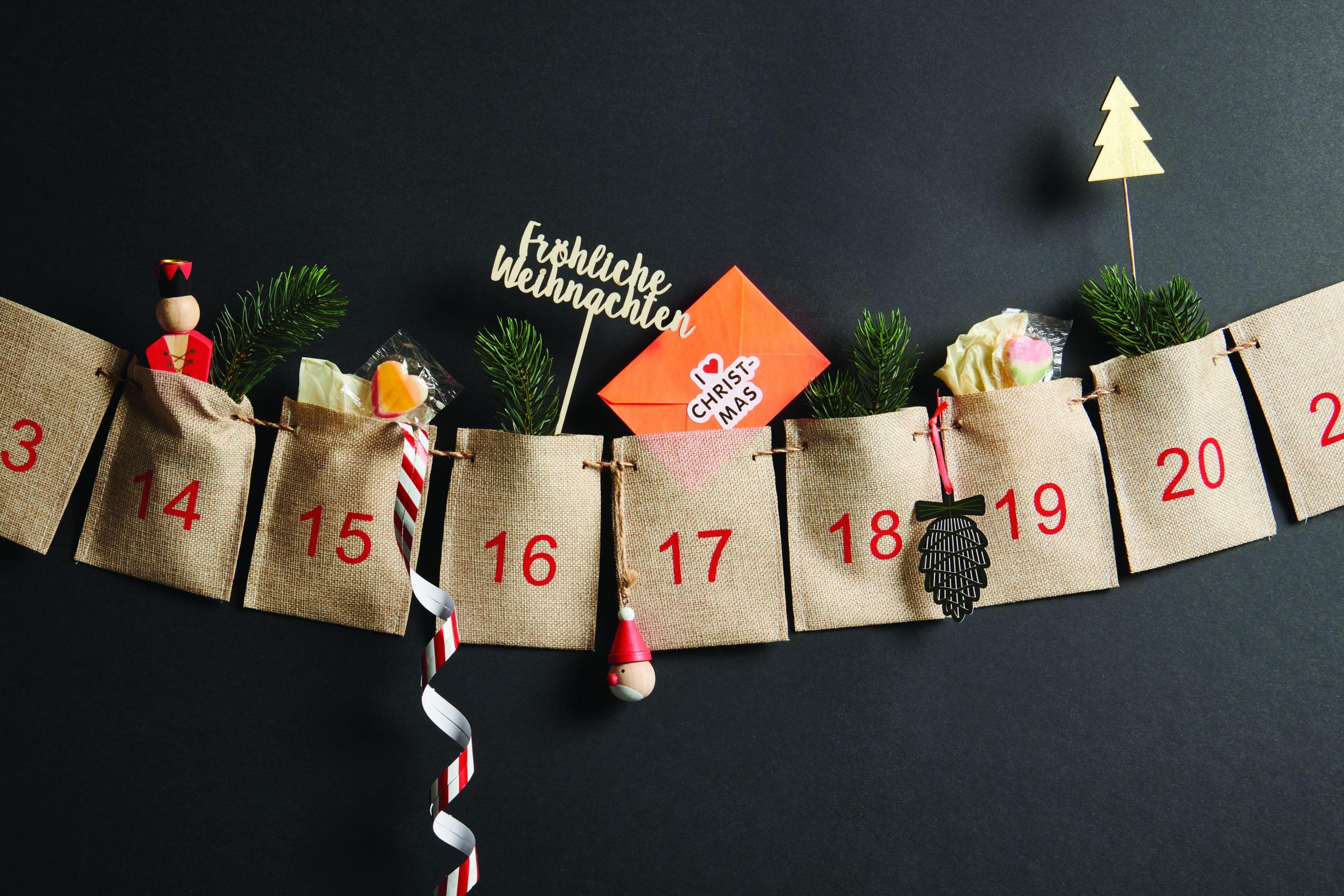 Adventskalender GIRLANDE, 2,5m (Farbe: natur)