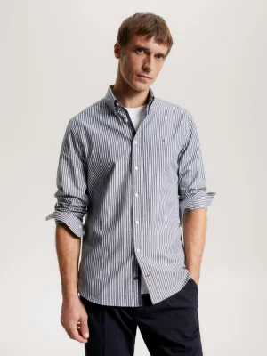 Camisa listrada de sarja com corte slim