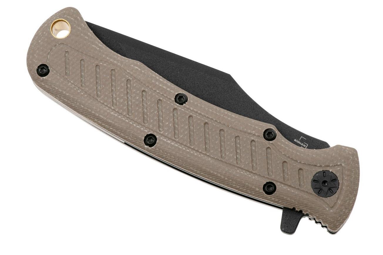 Böker Plus Micro Tracker Folder 01BP0002, Cerakote 154CM, Brown Micarta, zakmes, Dave Wenger design