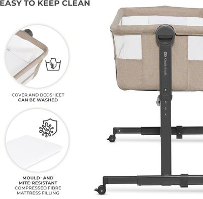 Kinderkraft Neste Up 2 Bedside Crib, Beige